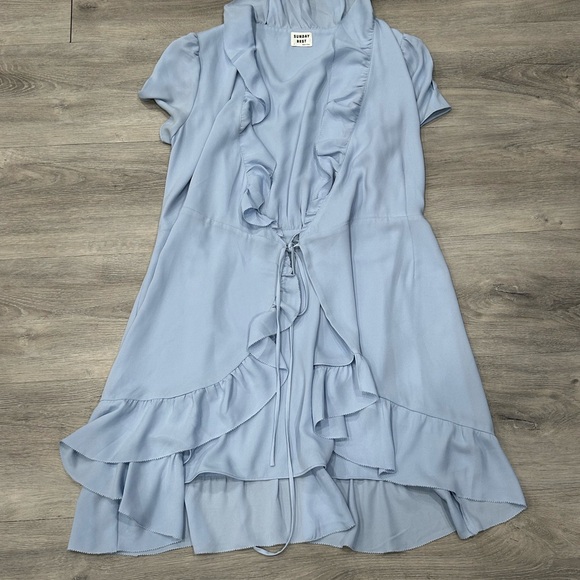 Sunday Best Dresses & Skirts - Sunday Best Light Blue Asymmetrical Ruffle Wrap Dress